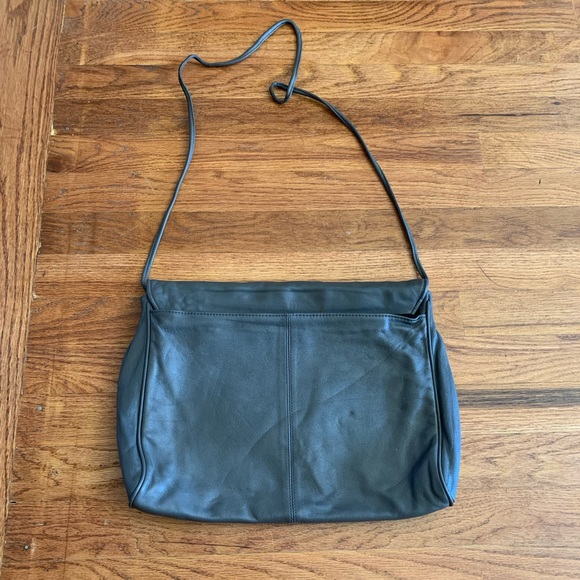 Vintage 80s Albi Gray Leather Crossbody Purse Crocodile Print - Picture 6 of 11